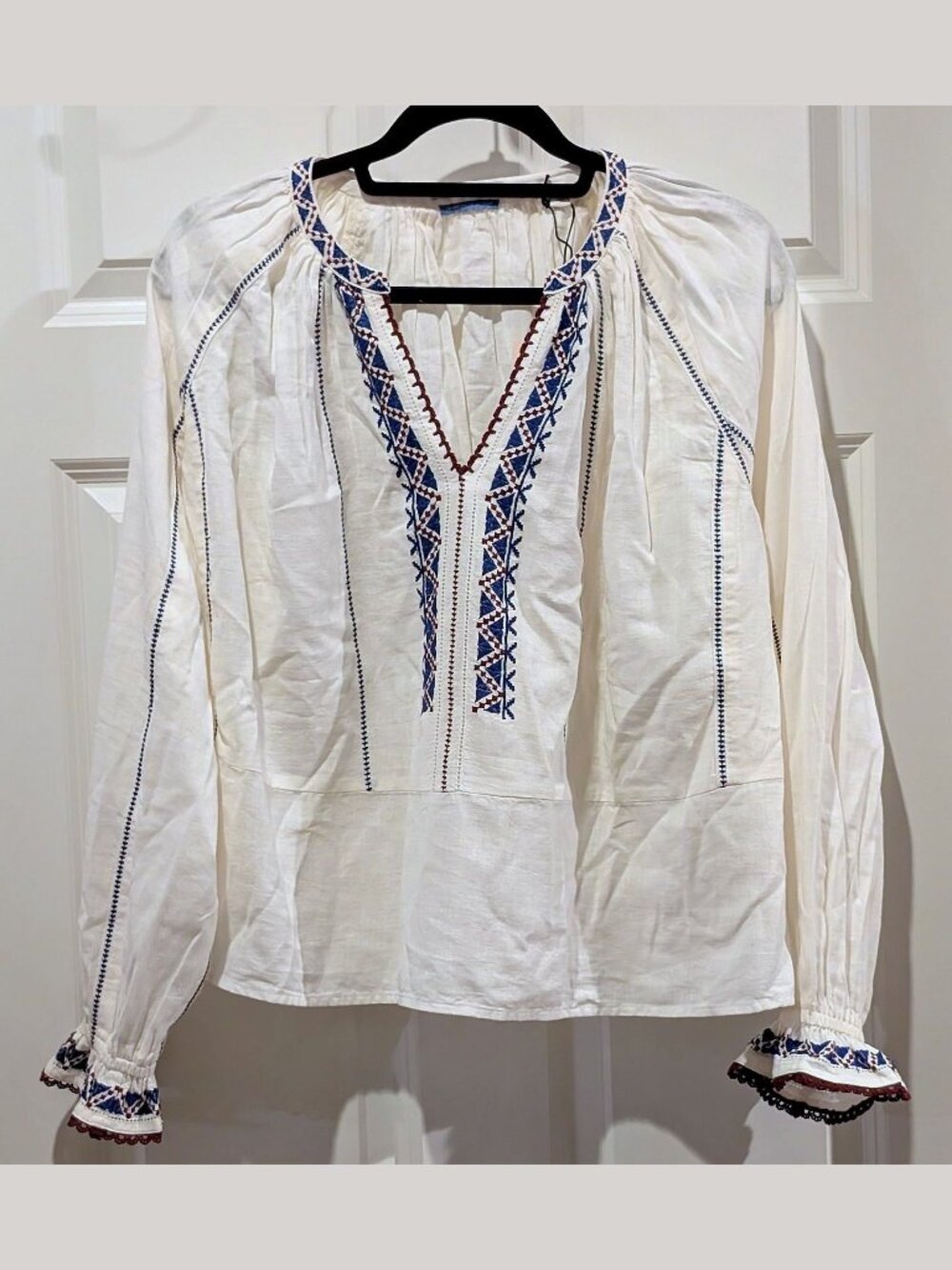 NWT Scotch & Soda Women's Peasant Top Blouse with Embroidery Details Hippie $168
